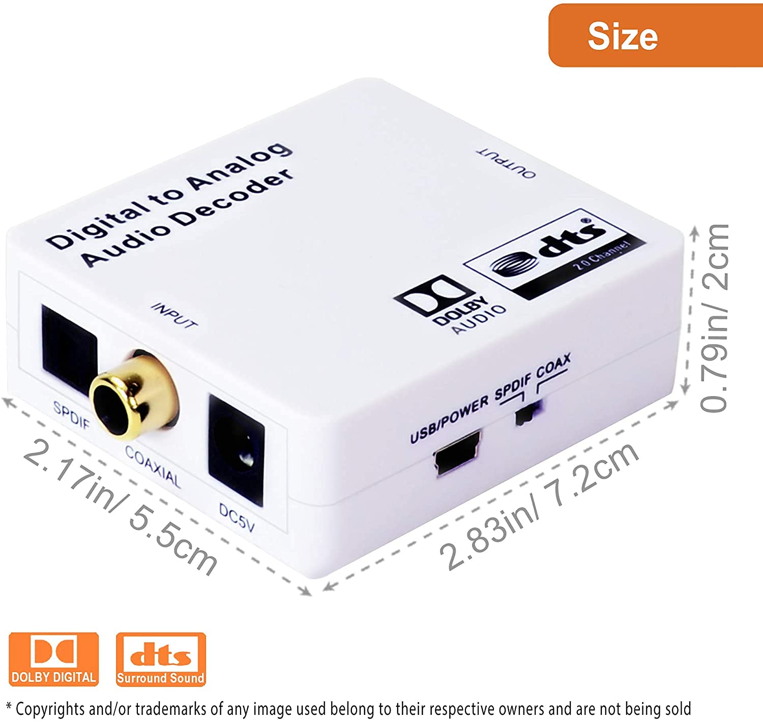 J-Tech Digital Optical SPDIF/Coaxial to RCA L/R Analog Audio Converter with 3.5mm Jack for Headphones/Speakers - Premium Quality